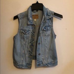 Distressed jean vest